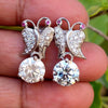 Certified 5.00 ct DEW Moissanite Solitaire Butterfly Studs earrings Gold Vermeil