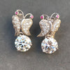 Certified 5.00 ct DEW Moissanite Solitaire Butterfly Studs earrings Gold Vermeil