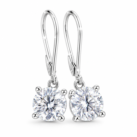 4 ct DEW Certified White Moissanite Gold Vermeil Dangler Earrings In Gold Vermeil