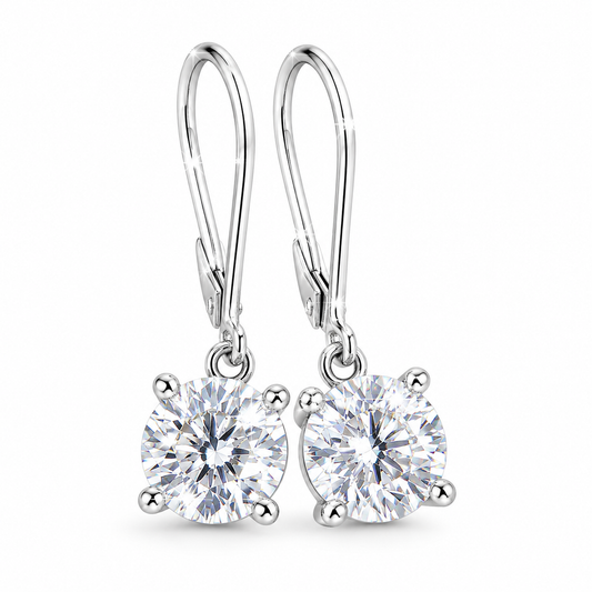 4 ct DEW Certified White Moissanite Gold Vermeil Dangler Earrings In Gold Vermeil