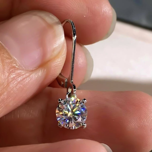 4 ct DEW Certified White Moissanite Gold Vermeil Dangler Earrings In Gold Vermeil