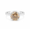3.21 Ct Round Cut Champagne Lab Grown Diamond Ring — VS1 Clarity, 18k Gold Vermeil
