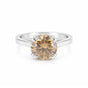 3.21 Ct Round Cut Champagne Lab Grown Diamond Ring — VS1 Clarity, 18k Gold Vermeil