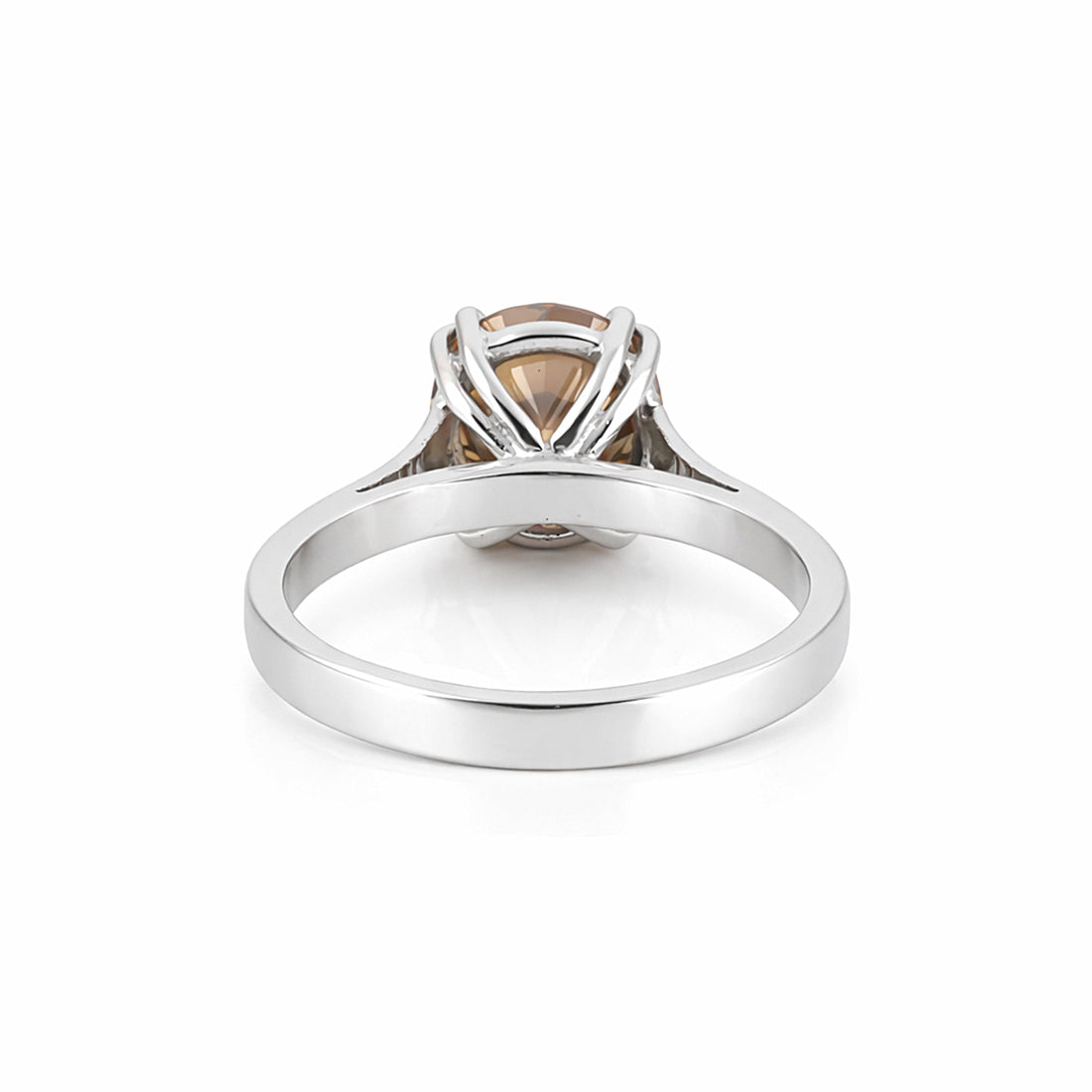 3.21 Ct Round Cut Champagne Lab Grown Diamond Ring — VS1 Clarity, 18k Gold Vermeil