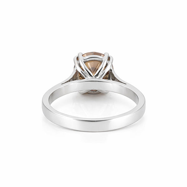 3.21 Ct Round Cut Champagne Lab Grown Diamond Ring — VS1 Clarity, 18k Gold Vermeil