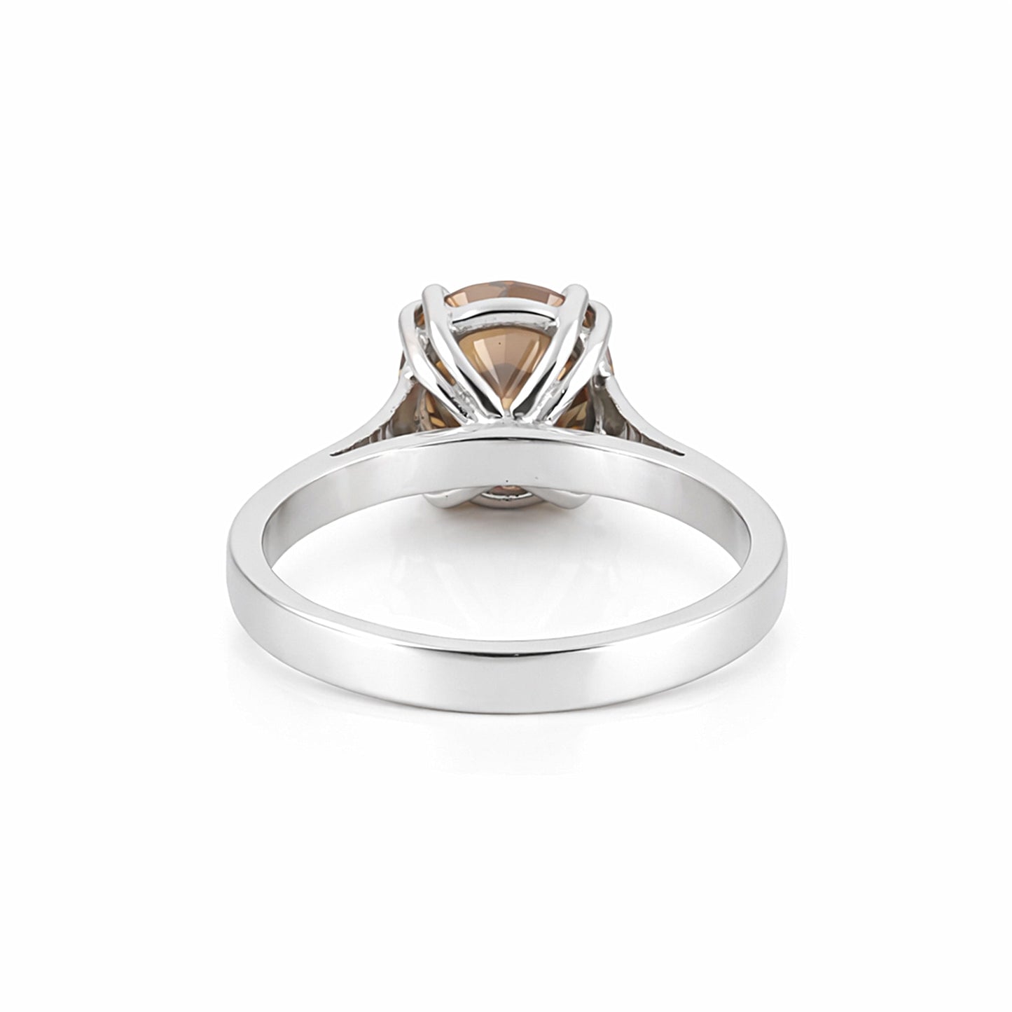 3.45ct DEW Champagne Moissanite Round Solitaire Ring
