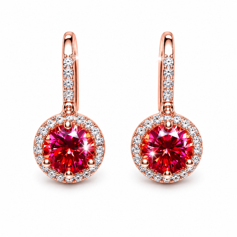 Moissanite 4 ct DEW Certified Pink Moisanite Solitaire Earrings in Gold Vermeil For Aniversary