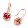 Moissanite 4 ct DEW Certified Pink Moisanite Solitaire Earrings in Gold Vermeil For Aniversary