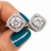 Certified 4.00 ct DEW White Moissanite Dangler Earrings In Gold Vermeil