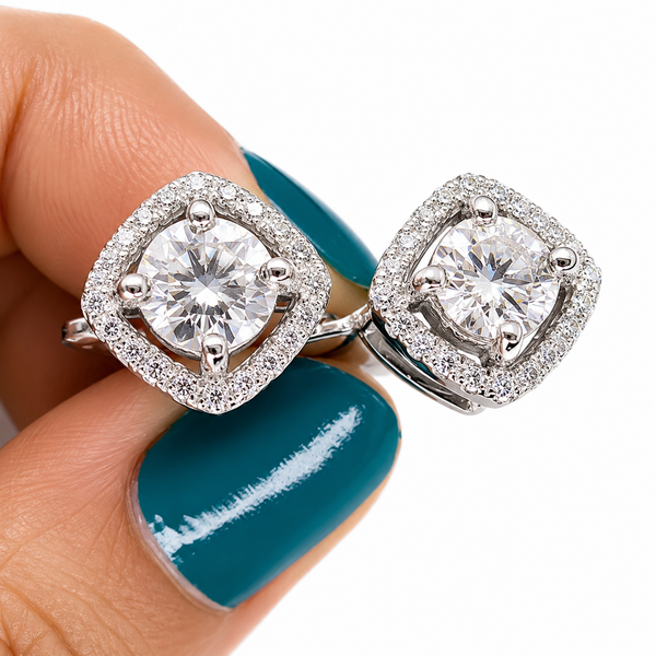 Certified 4.00 ct DEW White Moissanite Dangler Earrings In Gold Vermeil