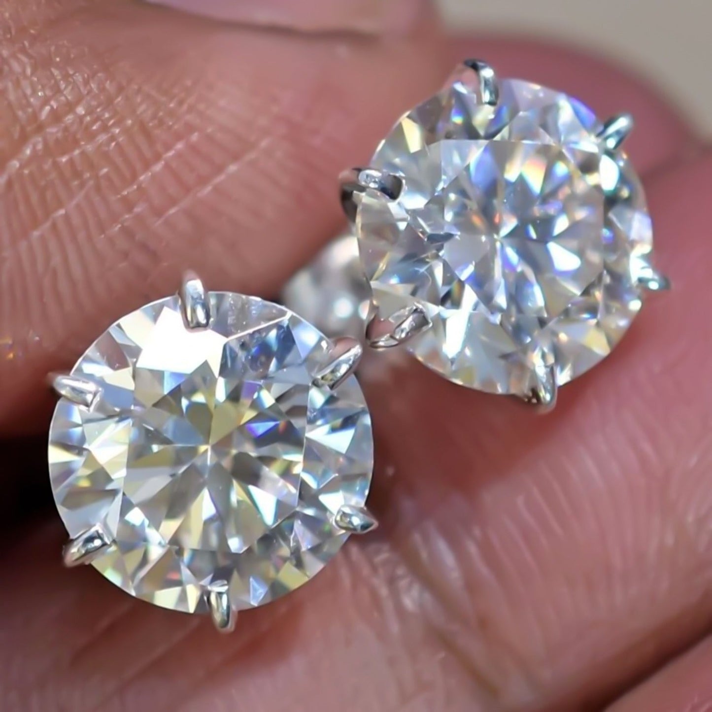 10.00 ct DEW Certified White Moissanite Studs Earrings In Gold Vermeil