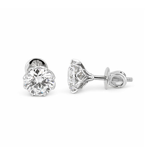 12.00 ct DEW Certified Round Cut Moissanite Solitaire Studs In Gold Vermeil