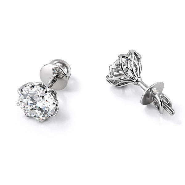 12.00 ct DEW Certified Round Cut Moissanite Solitaire Studs In Gold Vermeil