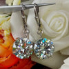 Certified 7.3 ct DEW White Moissanite Solitaire Dangler Earrings In Gold Vermeil