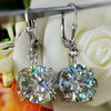 Certified 7.3 ct DEW White Moissanite Solitaire Dangler Earrings In Gold Vermeil
