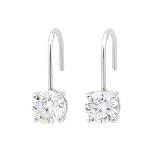 10 ct DEW White Moissanite Dangler Earrings Gold Vermeil Certified Great Sparkle