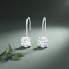10 ct DEW Certified Round Cut White Moissanite Dangler Earrings Vermeil 925 Silver