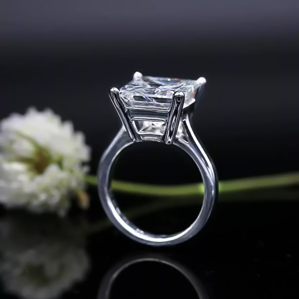 5.0ct DEW White Moissanite Princess Solitaire Ring