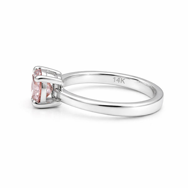 Certified 3 ct DEW Round Cut Pink Moissanite Solitaire Ring in Gold Plated Vermeil