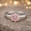 Certified 3 ct DEW Round Cut Pink Moissanite Solitaire Ring in Gold Plated Vermeil