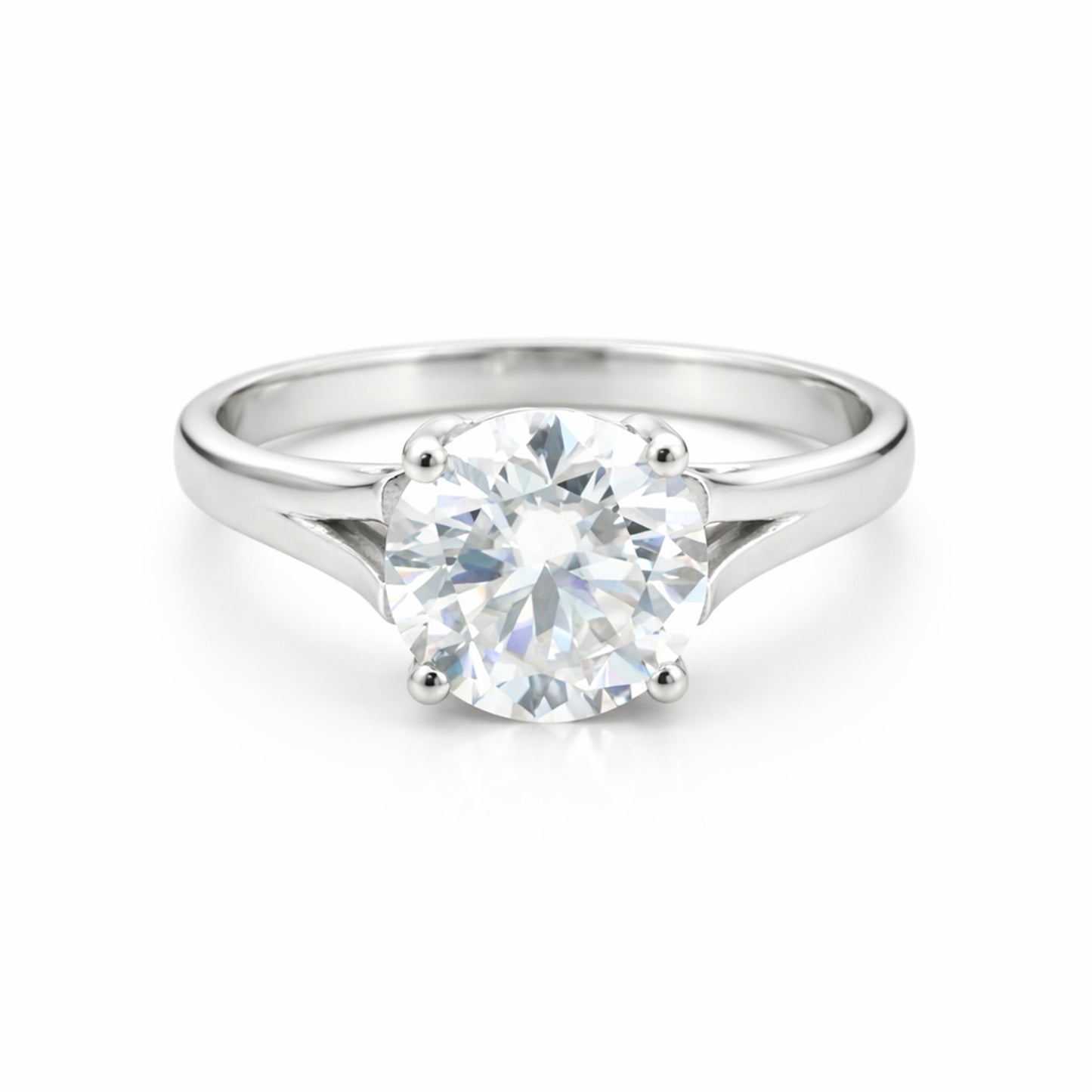 3 ct DEW Round Cut White Moissanite Solitaire Ring In Gold Vermeil Certified