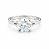 3 ct DEW Round Cut White Moissanite Solitaire Ring In Gold Vermeil Certified