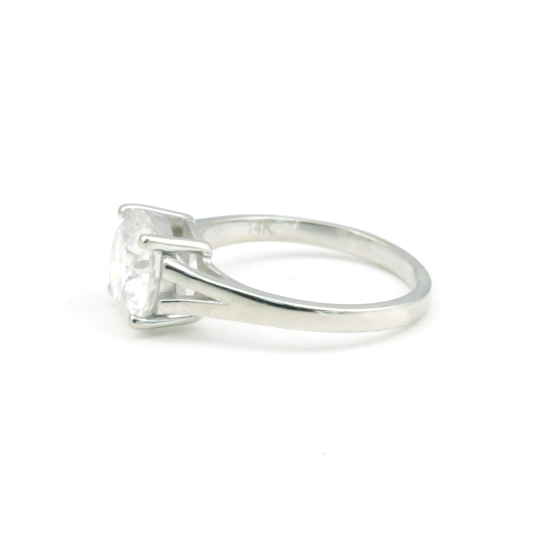 3 ct DEW Round Cut White Moissanite Solitaire Ring In Gold Vermeil Certified