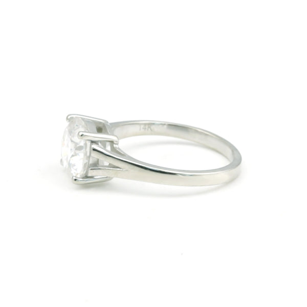 3 ct DEW Round Cut White Moissanite Solitaire Ring In Gold Vermeil Certified