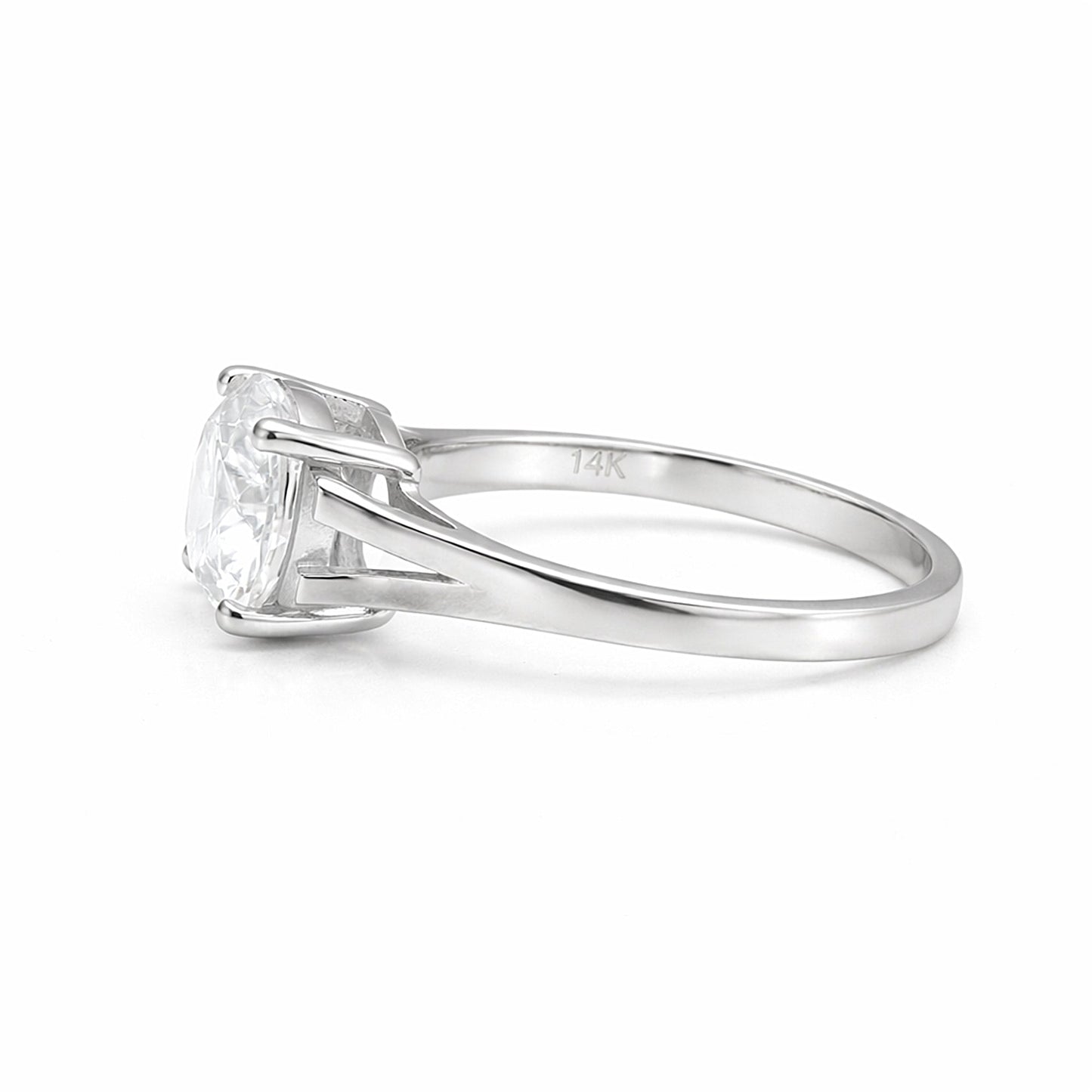 2.80 ct DEW Round Cut White Moissanite Solitaire Ring Certified 18K Gold Plated