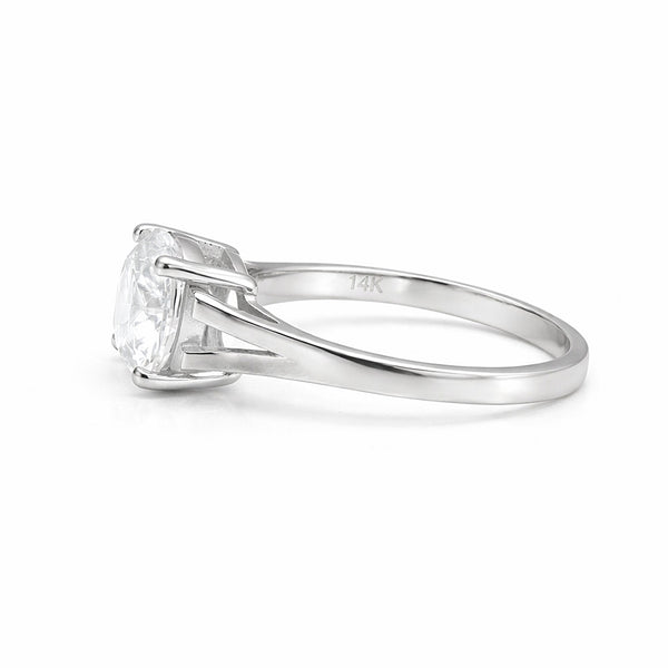 2.80 ct DEW Round Cut White Moissanite Solitaire Ring Certified 18K Gold Plated
