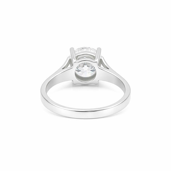 2.80 ct DEW Round Cut White Moissanite Solitaire Ring Certified 18K Gold Plated