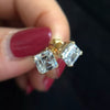 5.20ct DEW White Moissanite Square Cut Stud Earrings