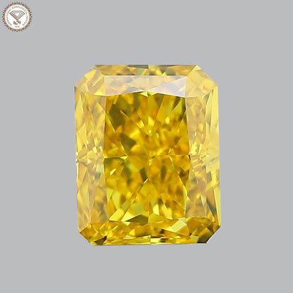 IGI Certified 1.30 Ct. Radiant Brilliant Cut HPHT Diamond Fancy Vivid Yellow VVS2 Clarity