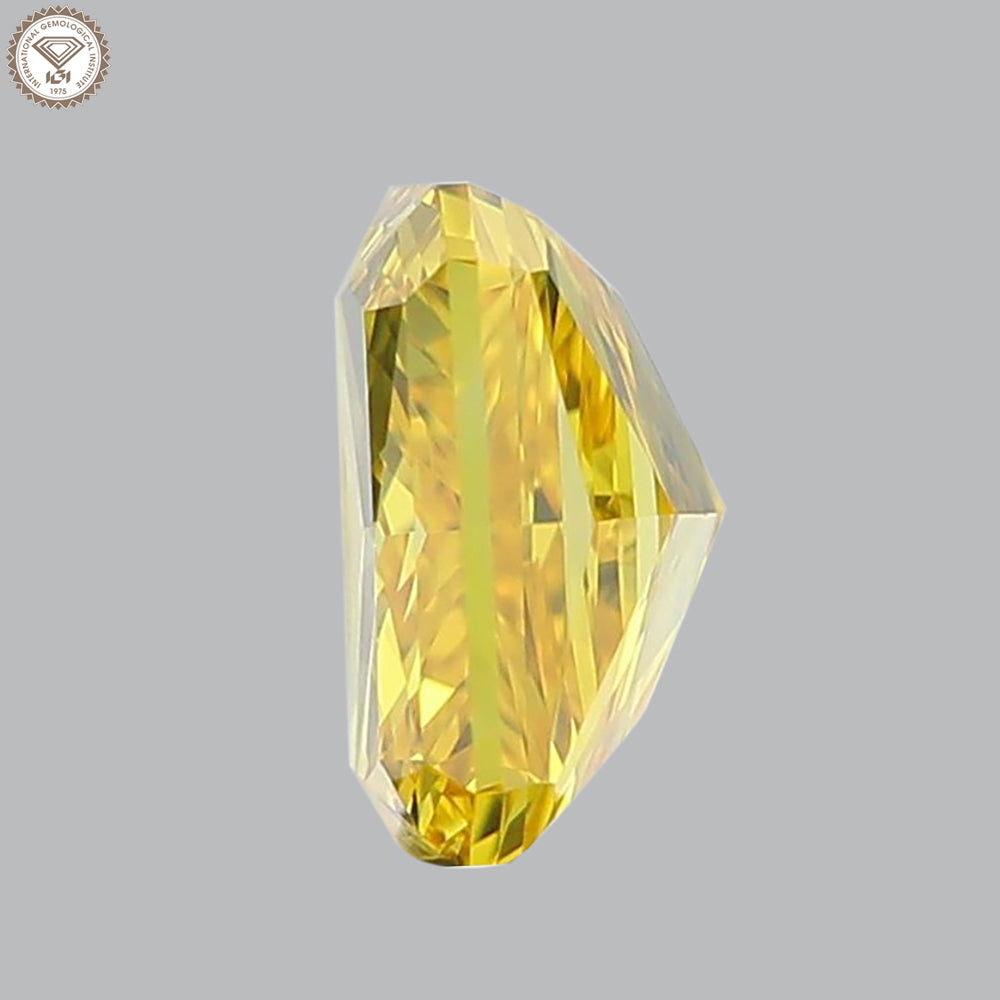 IGI Certified 1.30 Ct. Radiant Brilliant Cut HPHT Diamond Fancy Vivid Yellow VVS2 Clarity