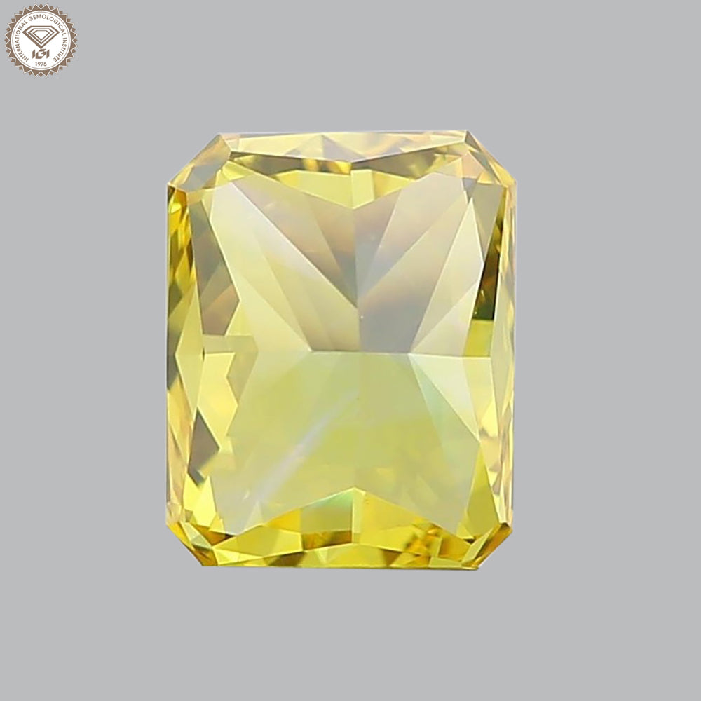 IGI Certified 1.30 Ct. Radiant Brilliant Cut HPHT Diamond Fancy Vivid Yellow VVS2 Clarity