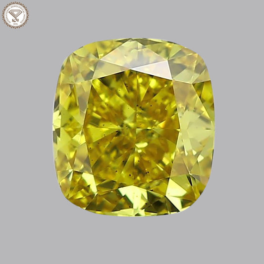IGI Certified 1.77 Ct. Cushion Modified Brilliant Cut HPHT Diamond Fancy Vivid Yellow SI1 Clarity