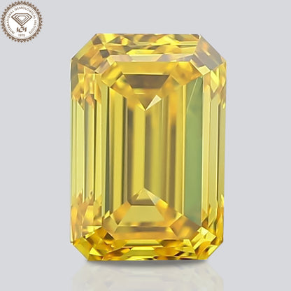 IGI Certified 2.08 Ct. Emerald Cut HPHT Diamond Fancy Vivid Yellow VS1 Clarity