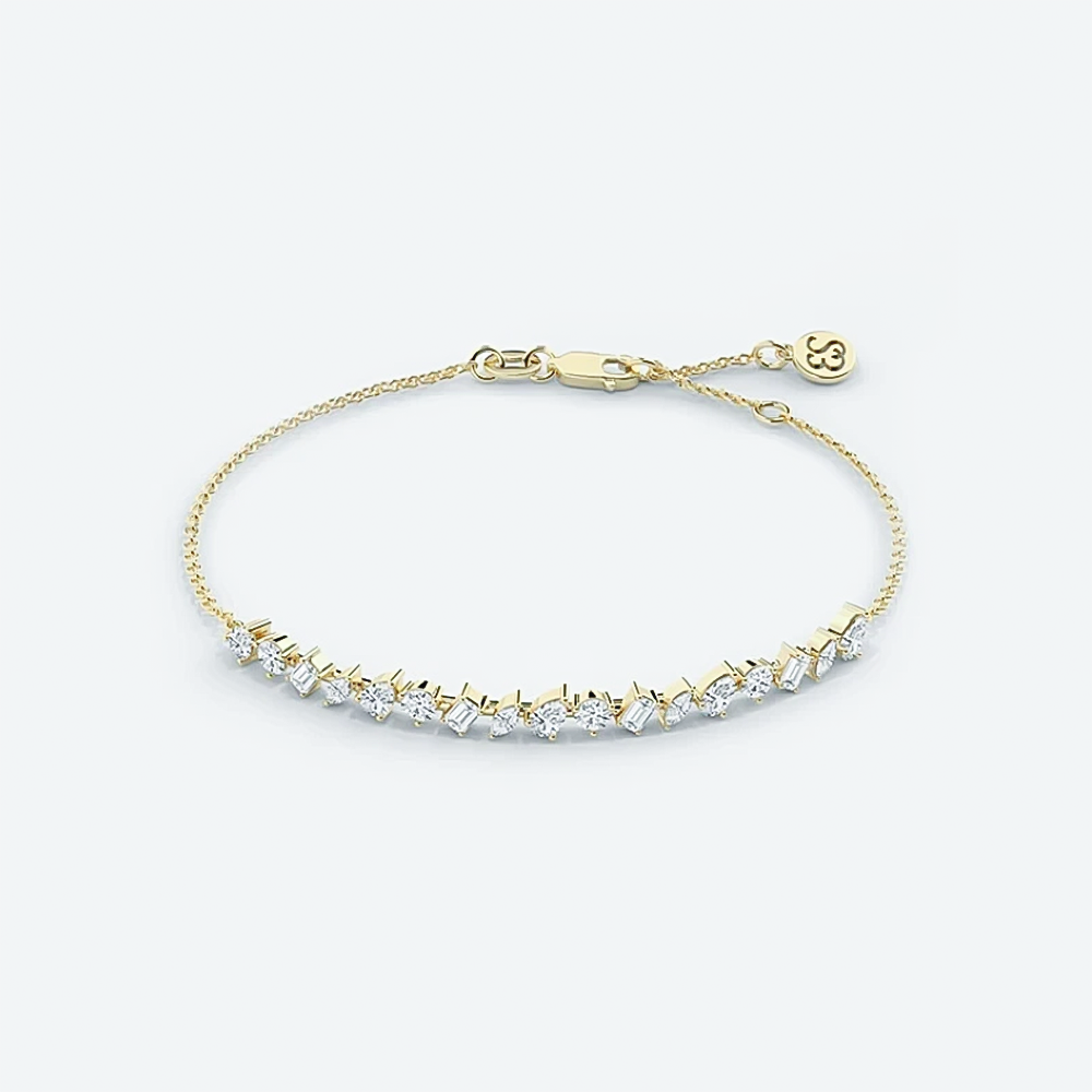 2.25CT Multi Cut 14K Yellow Gold Lab-Grown Certified Diamond Tennis Bracelet - Image 4 - GEMHUB