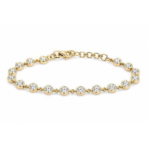 4Ct 100% GH/VS Natural Diamond Women Tennis Bracelet 14Kt Yellow Gold Bezel Set