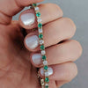 Certify Round Cut Natural Emerald & Diamond Tennis Charm Gift Bracelet 14k Gold