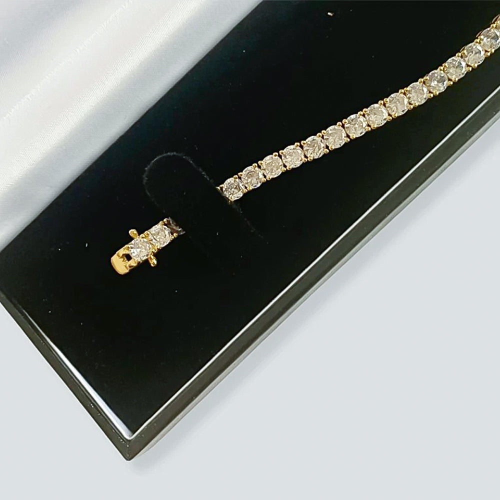 GH/VS Certified 4.99Ct Round Natural Diamond Tennis Bracelet 14k Yellow Gold