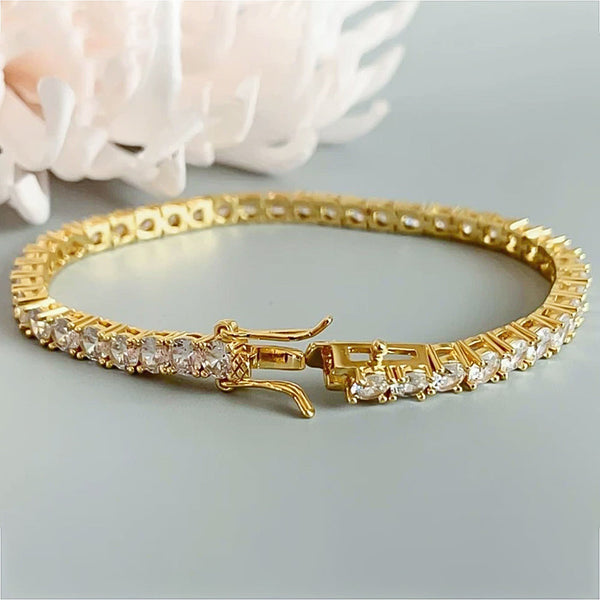 GH/VS Certified 4.99Ct Round Natural Diamond Tennis Bracelet 14k Yellow Gold