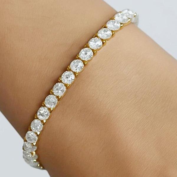 EGL Sparkling 6.00Ct Natural Diamond Tennis Bracelet 14k Yellow Gold GH/VS