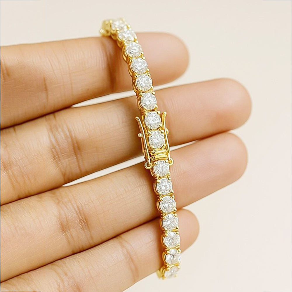 EGL Sparkling 6.00Ct Natural Diamond Tennis Bracelet 14k Yellow Gold GH/VS