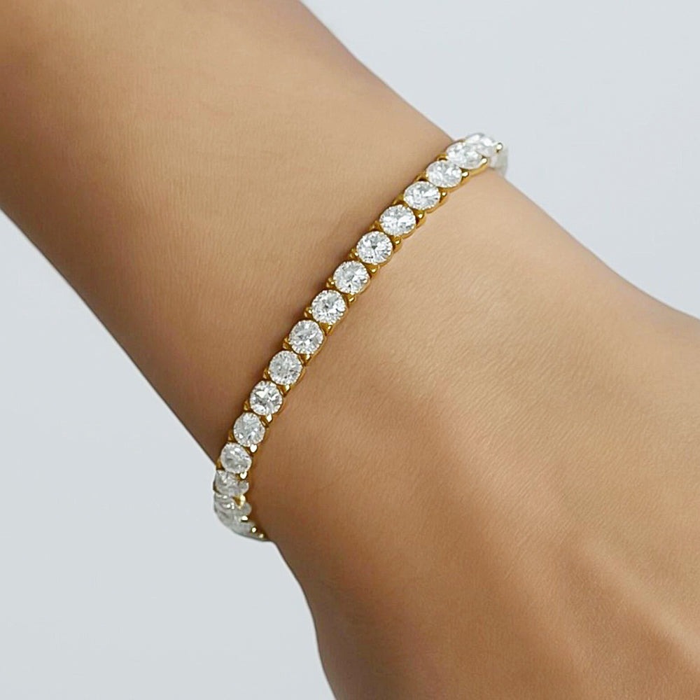 EGL Sparkling 6.00Ct Natural Diamond Tennis Bracelet 14k Yellow Gold GH/VS