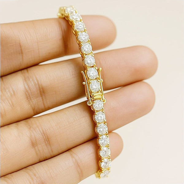 EGL Sparkling 6.00Ct Natural Diamond Tennis Bracelet 14k Yellow Gold GH/VS