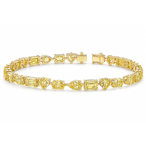 14k Gold Fancy Yellow Lab-Grown Diamond Multi Cut Women's Tennis Bracelet