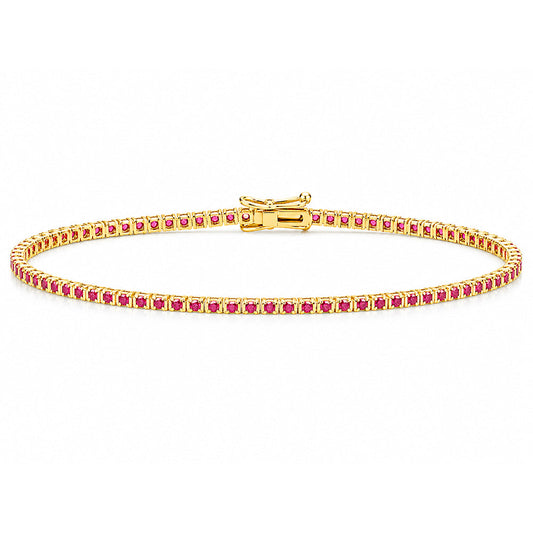 3Ct Round Cut Certified Natural Red Ruby Tennis Bracelet For Her 14k Yellow Gold