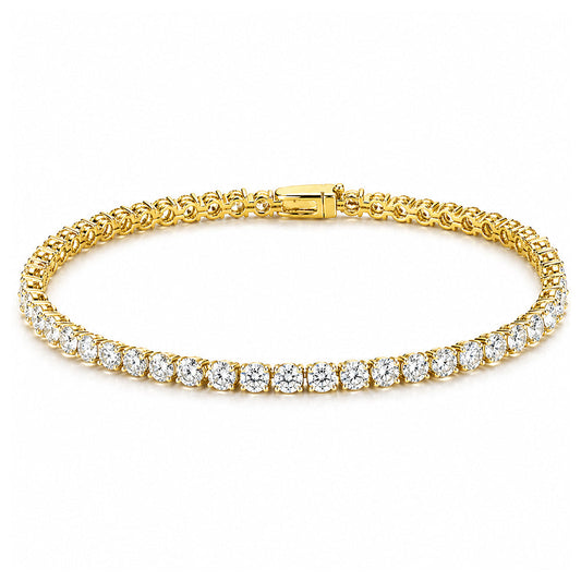 Certified 6.20Ct GH/VS Round Cut Natural Diamond Women Tennis Bracelet 14k Gold