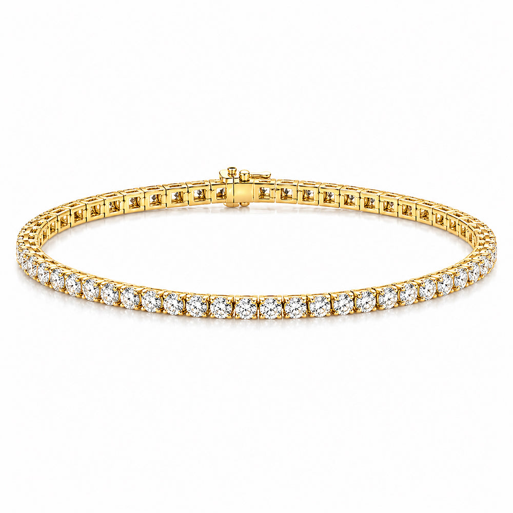 3.50Ct Round GH/VS Certified Natural Diamond Tennis Her Bracelet 14k Yellow Gold
